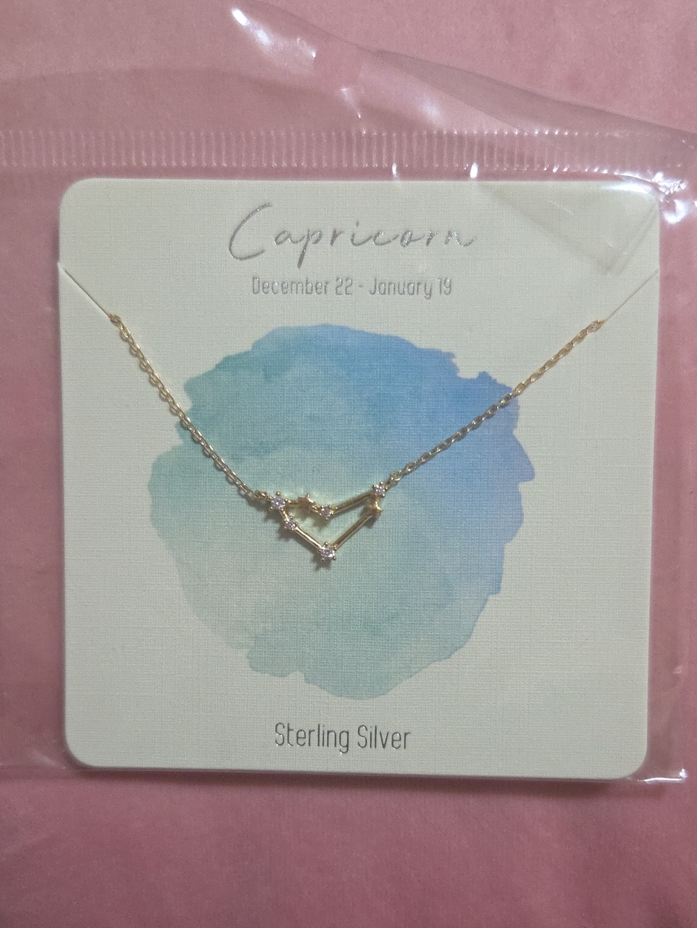 Capricorn Sterling Silver Constellation Necklace - Gold Tone